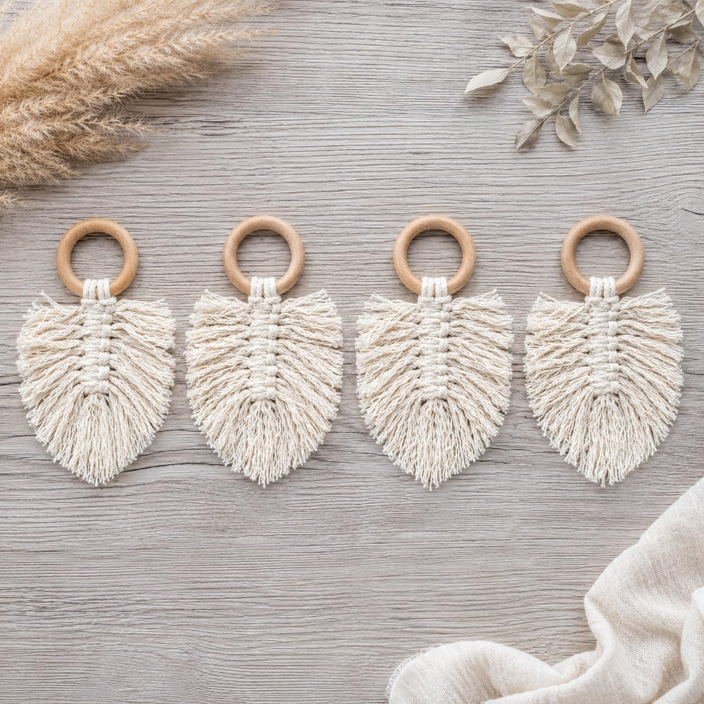 Macramé-Serviettenringe – 4er Set