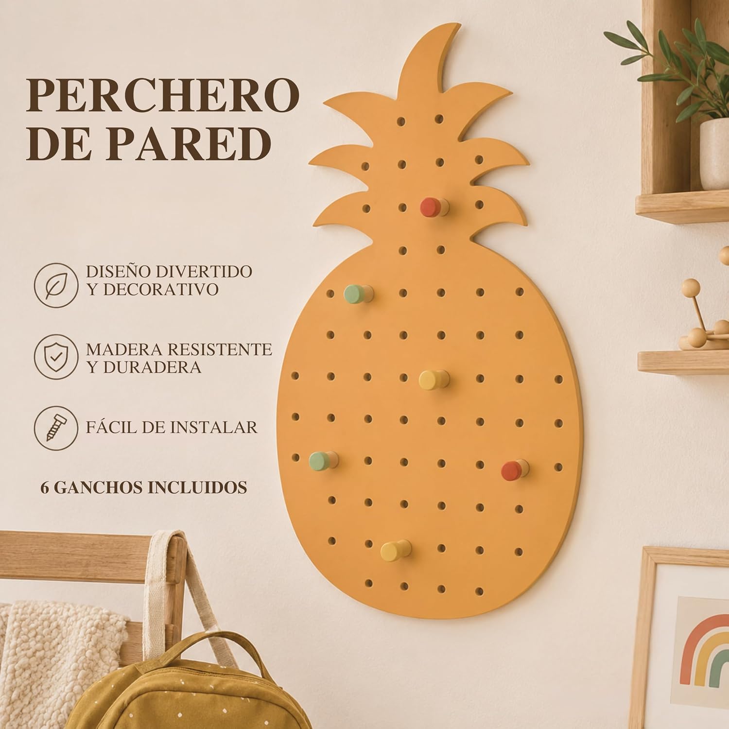Ananas-Wandgarderobe – 6 Haken