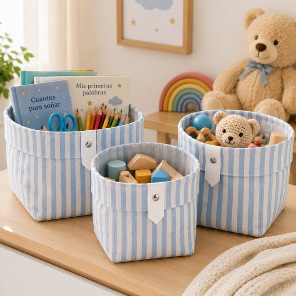 jaramari Farbige Aufbewahrungskörbe – Blau – Kinderzimmer