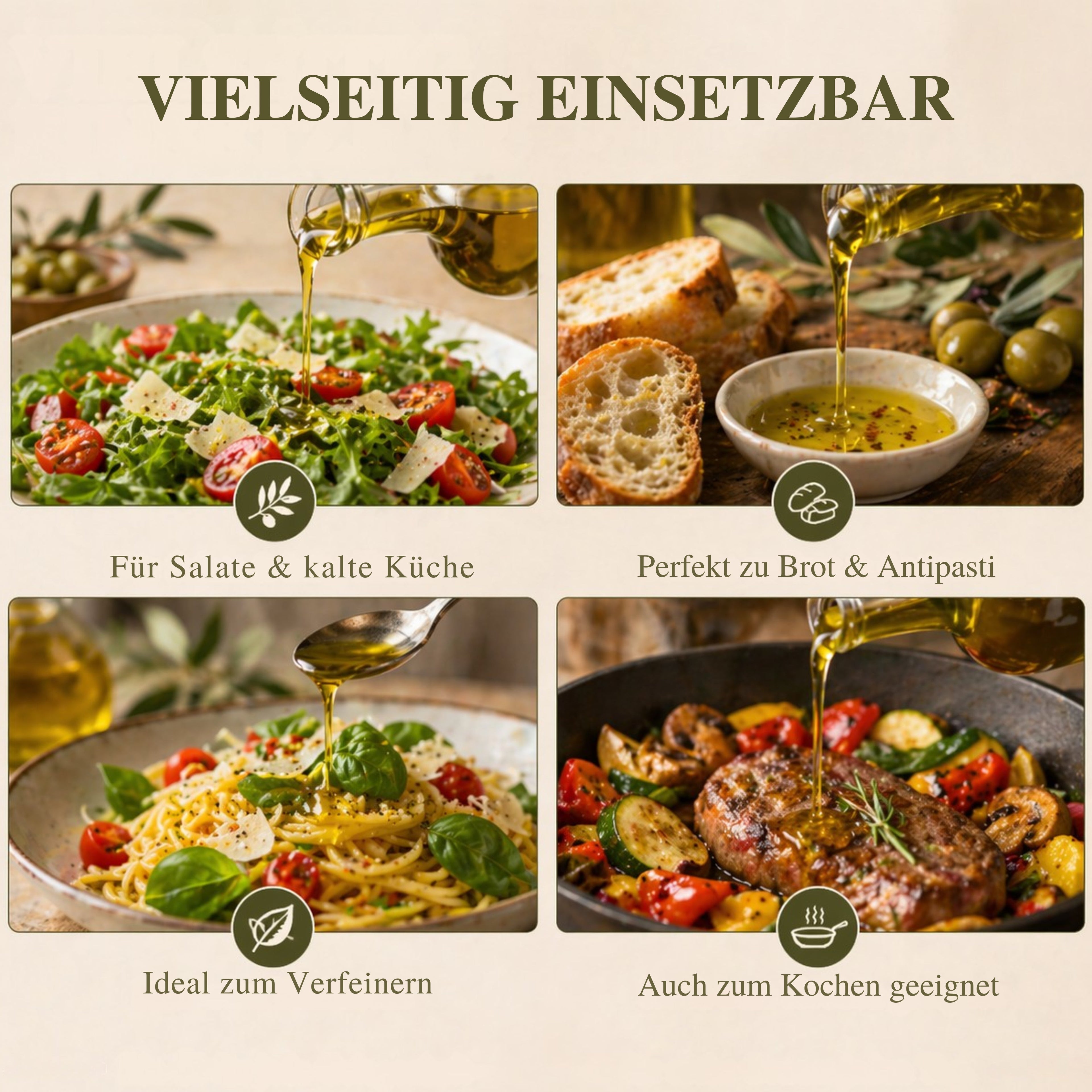 Olivenöl Extra Vergine und Flor de Sal Garden für Salat, Gemüse, Fleisch und mediterrane Küche