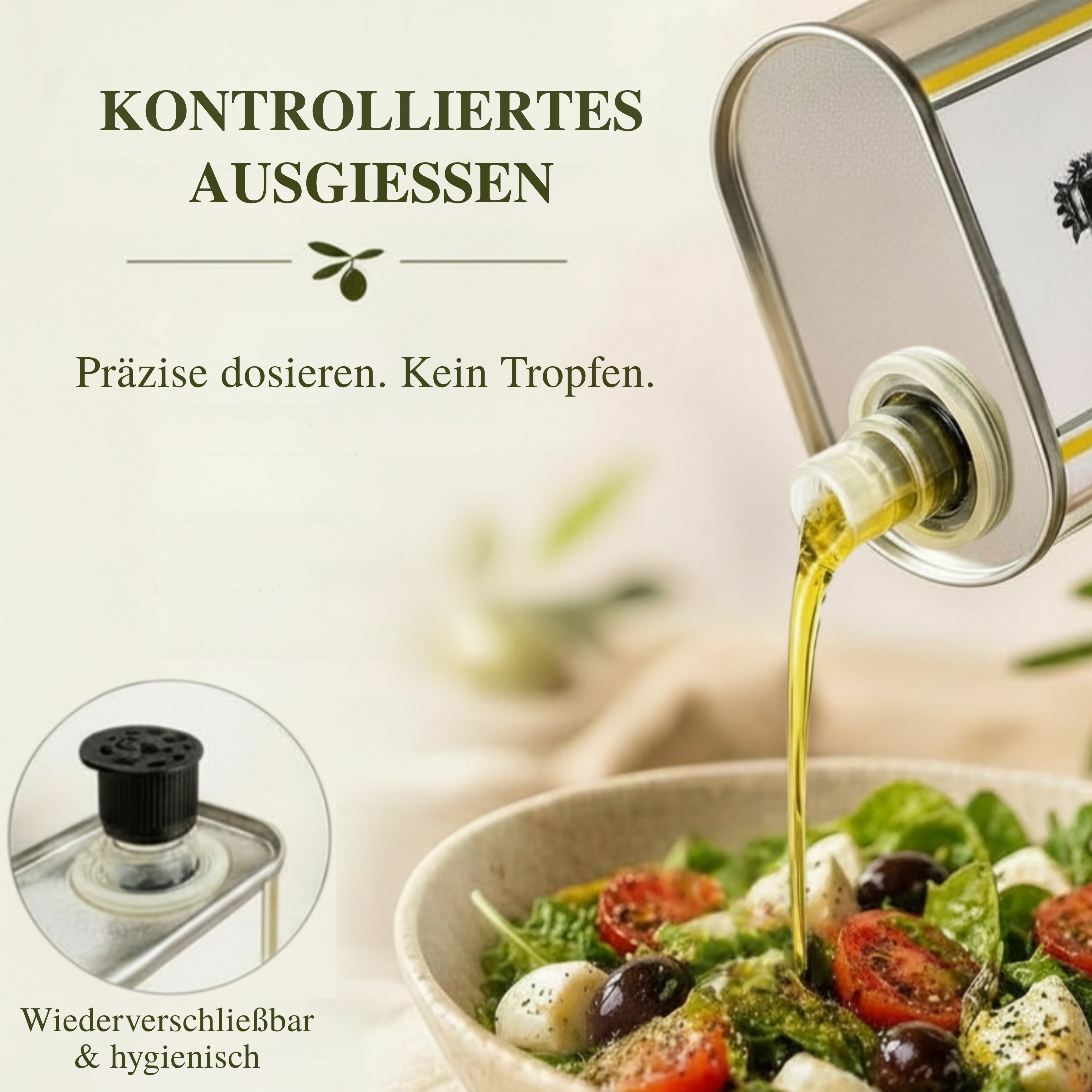 Kontrolliertes Ausgießen von La Chinata Olivenöl Extra Vergine für die feine Küche